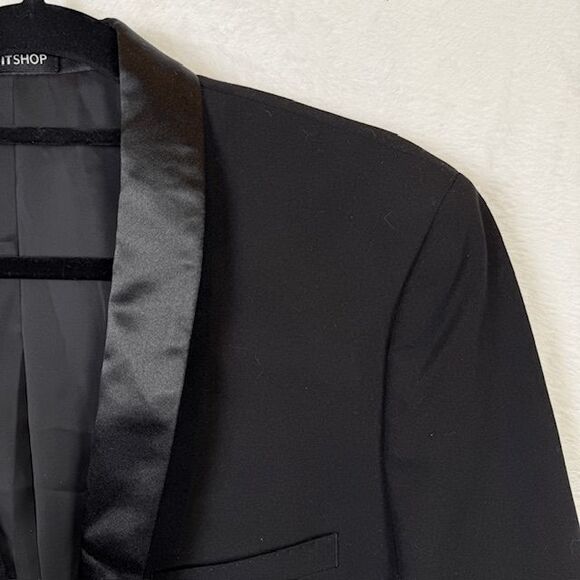 NWT The Suit Shop Black Shawl Tux Jacket Slim Size 42 R - Picture 2 of 7